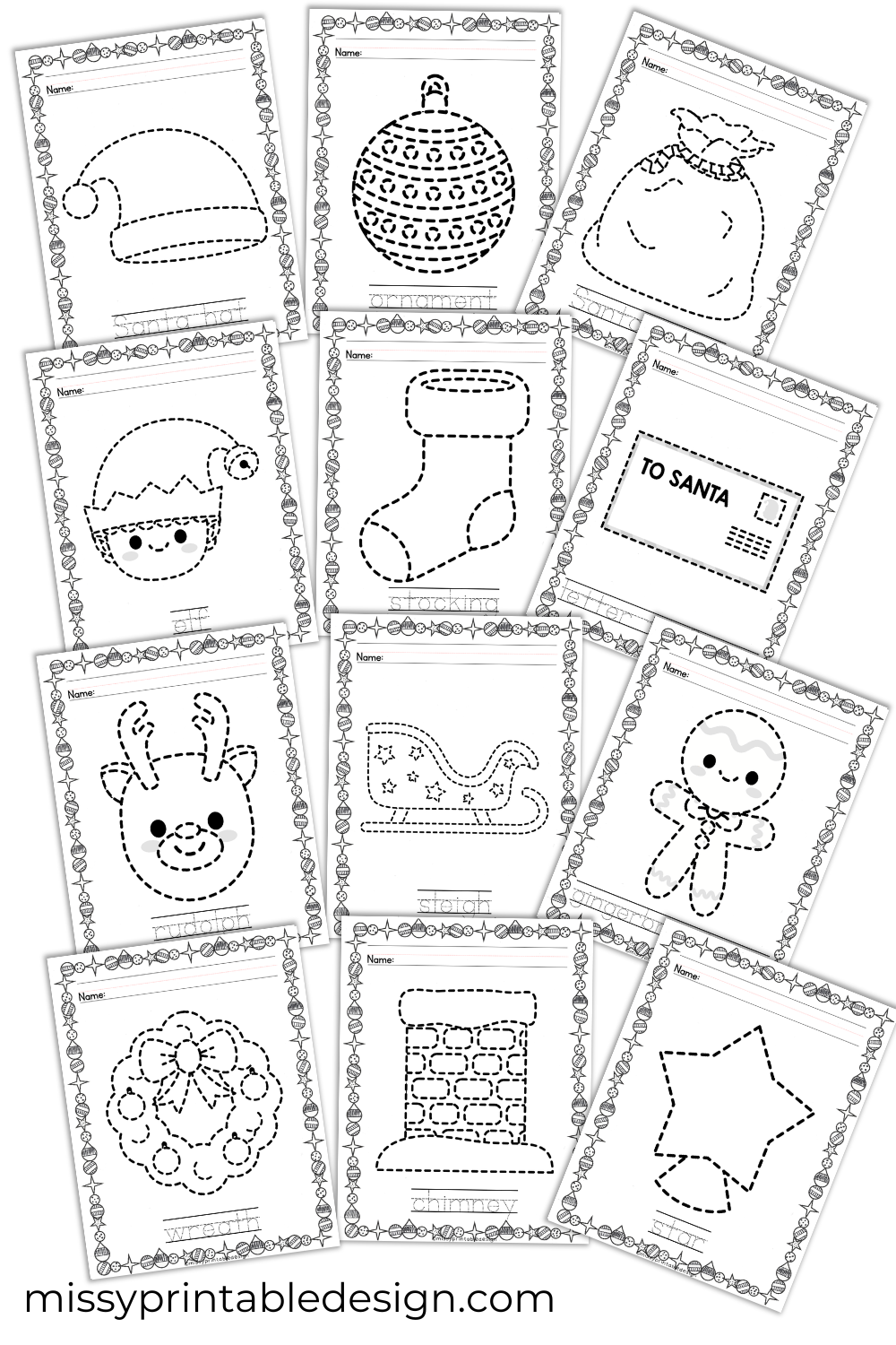 Christmas Tracing Worksheets