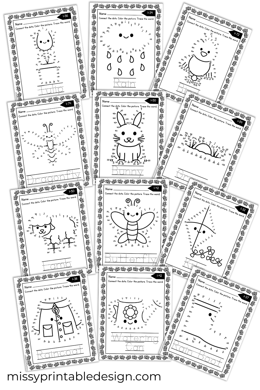 Spring Dot to Dot Printable Worksheets