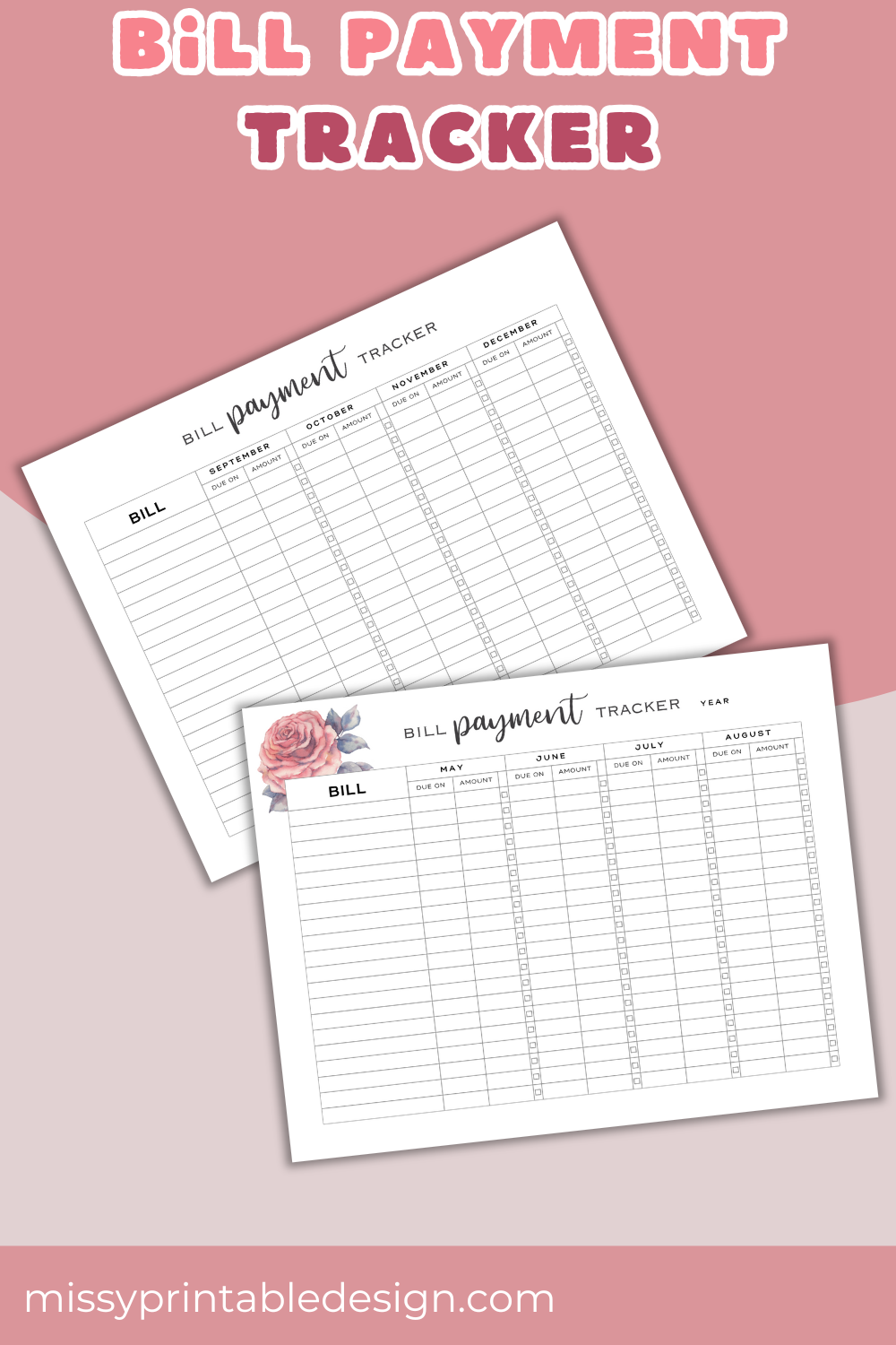 Bill Payment Tracker Printable