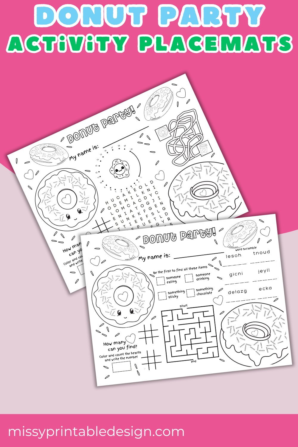 Donut Party Paper Placemats