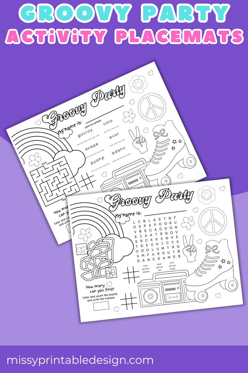 Groovy Party Paper Placemats