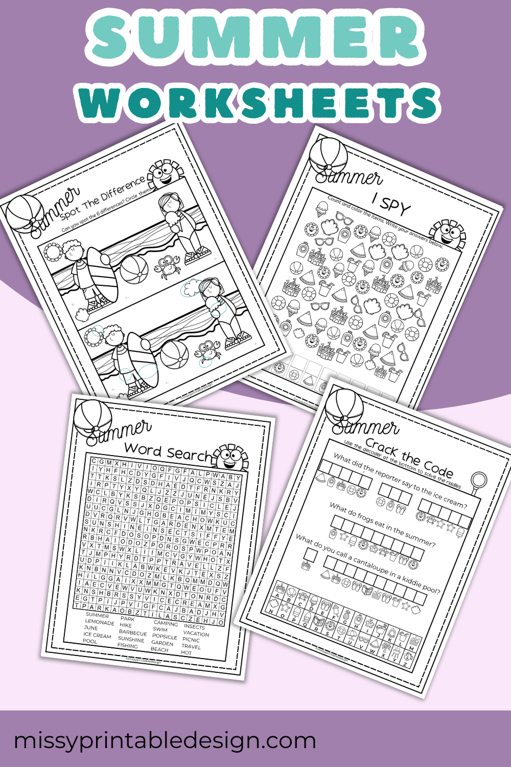 Summer Worksheets Printable PDF