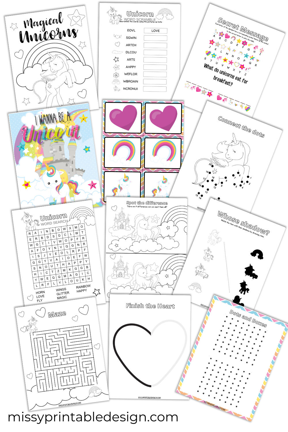 Unicorn Coloring and Activity Pages for Kids