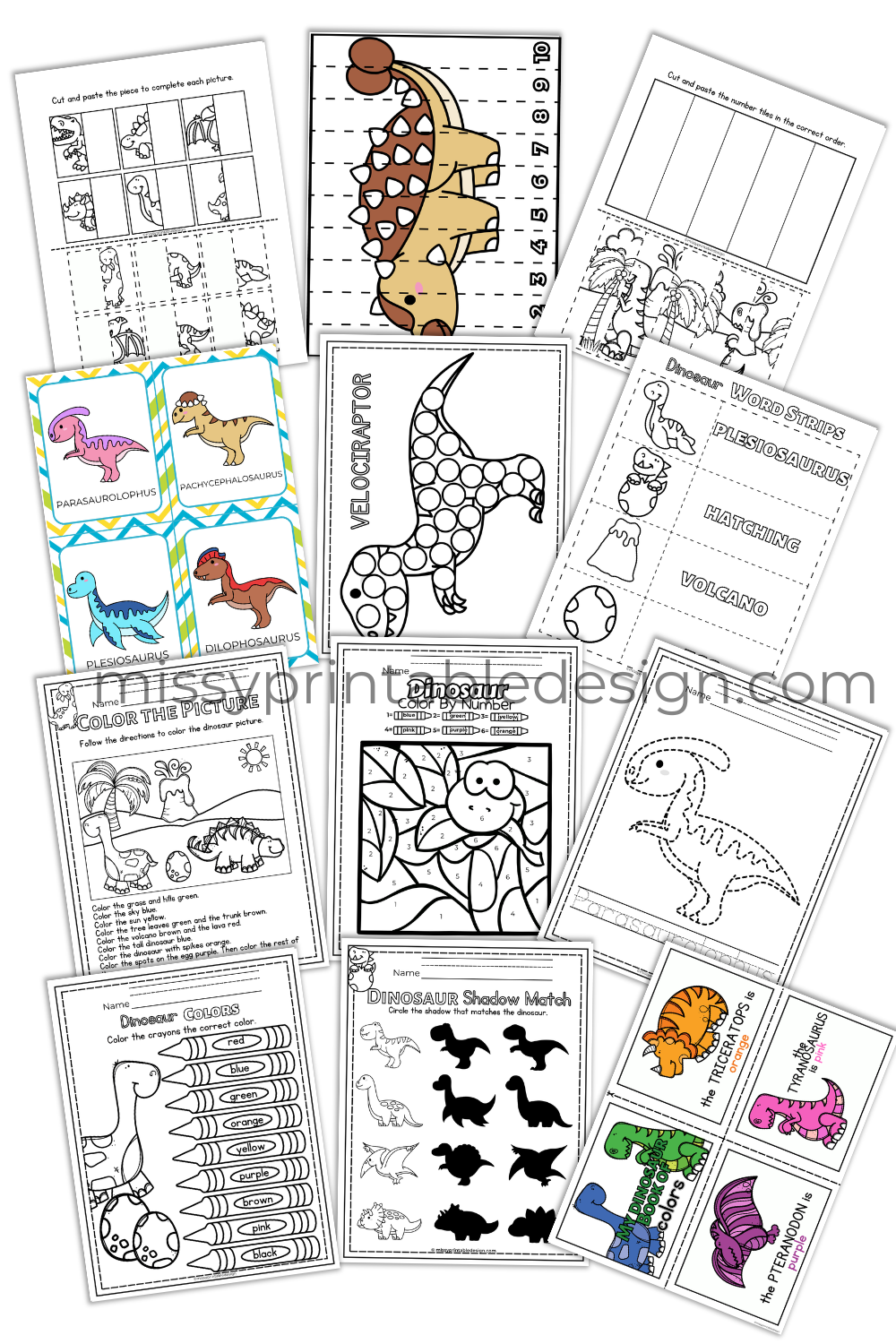 Dinosaur Preschool No Prep Worksheets & Activities