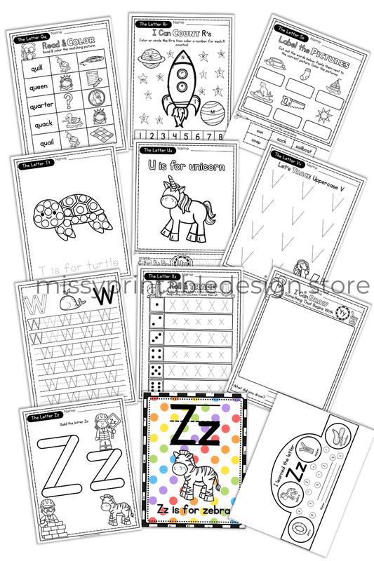 Alphabet Worksheets Preschool Kindergarten A-Z