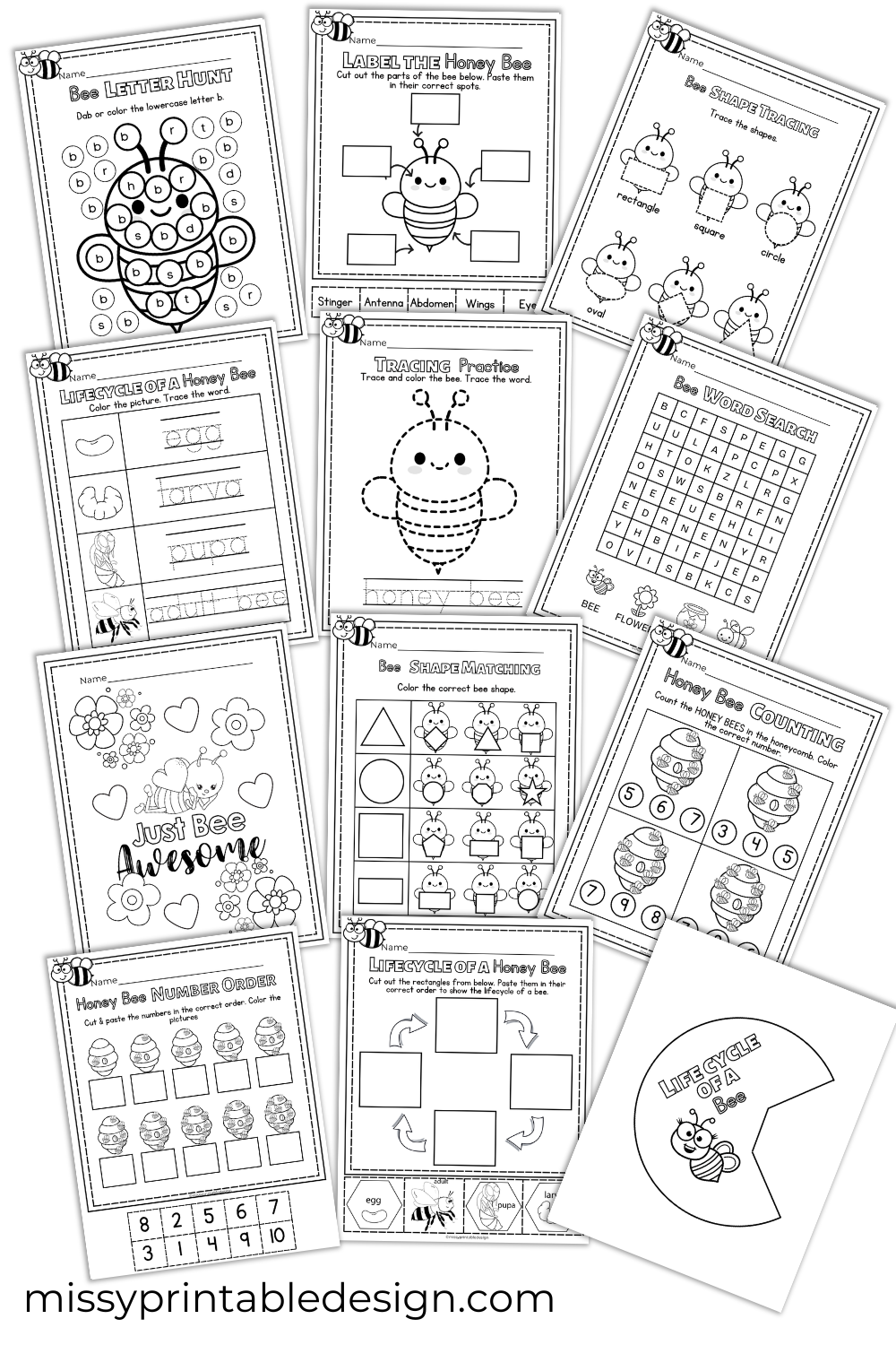 Bee Worksheets for Preschool