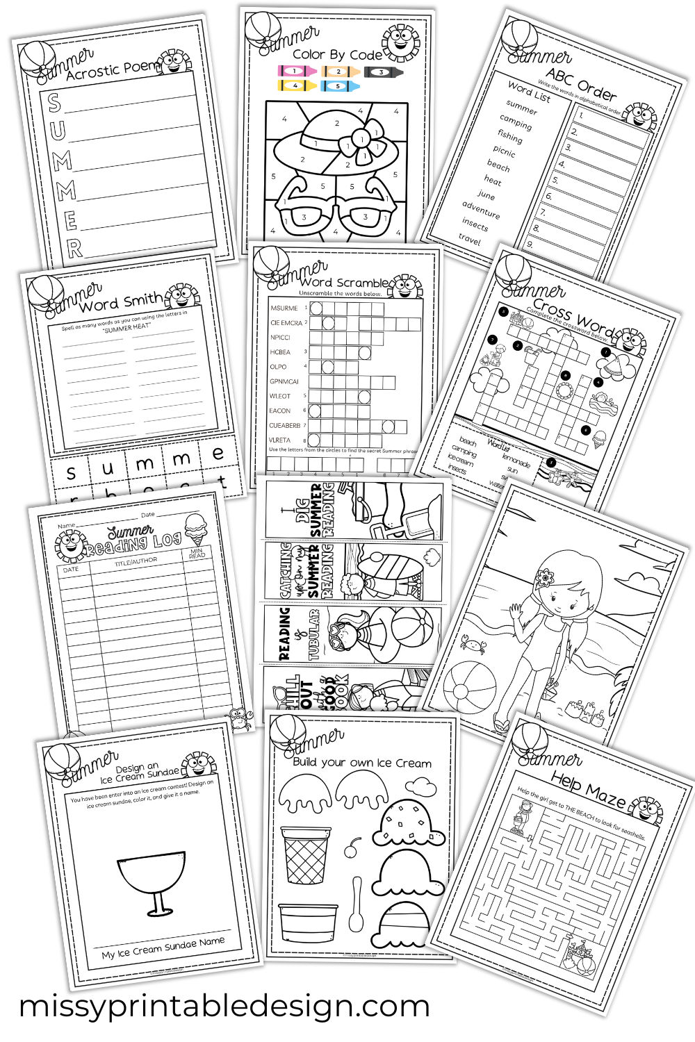 Summer Worksheets Printable PDF