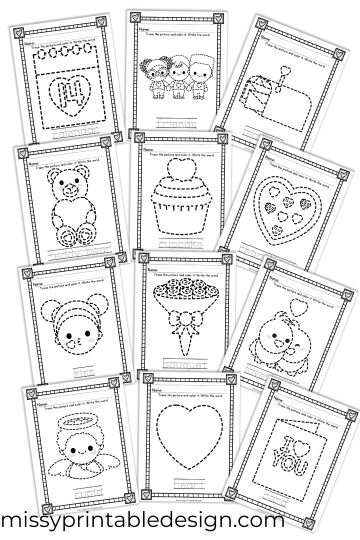 Valentine's Day Tracing Worksheets