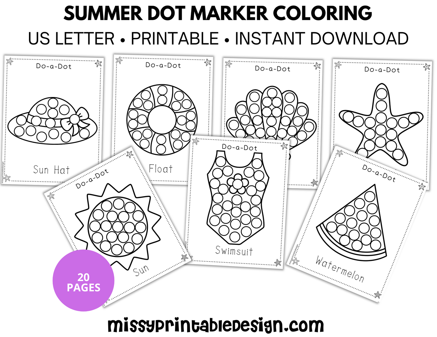 Summer Dot Maker Coloring Pages