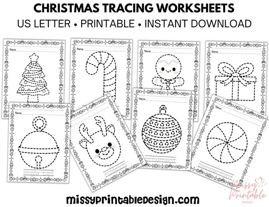 Christmas Tracing Worksheets