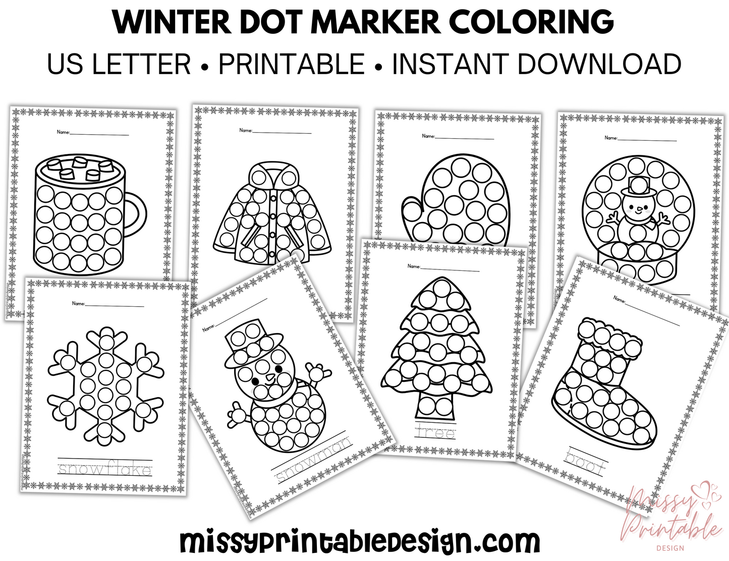 Winter Dot Marker Coloring Pages