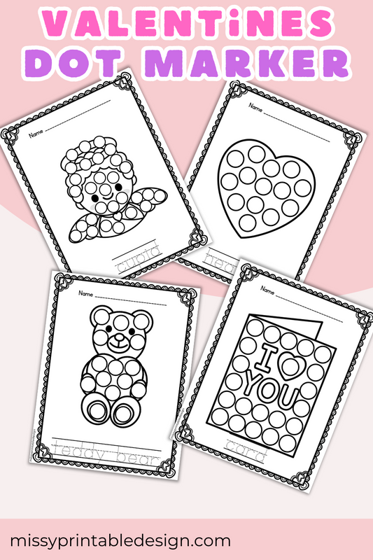 Valentine's Day Dot Painting Worksheets