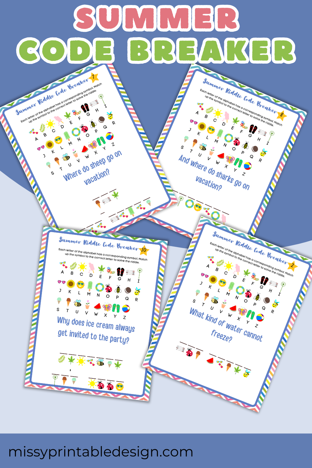 Error Code Summer Summer Secret Code Worksheets – Missy Printable Design, LLC