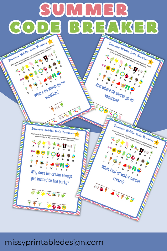 Summer Secret Code Worksheets