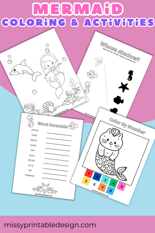 Mermaid Coloring and Activity Pages