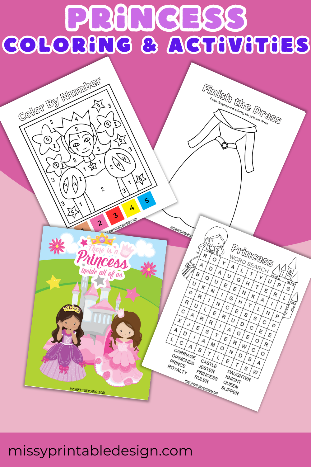 Princess Coloring and Activity Pages – Missy Printable Design, LLC