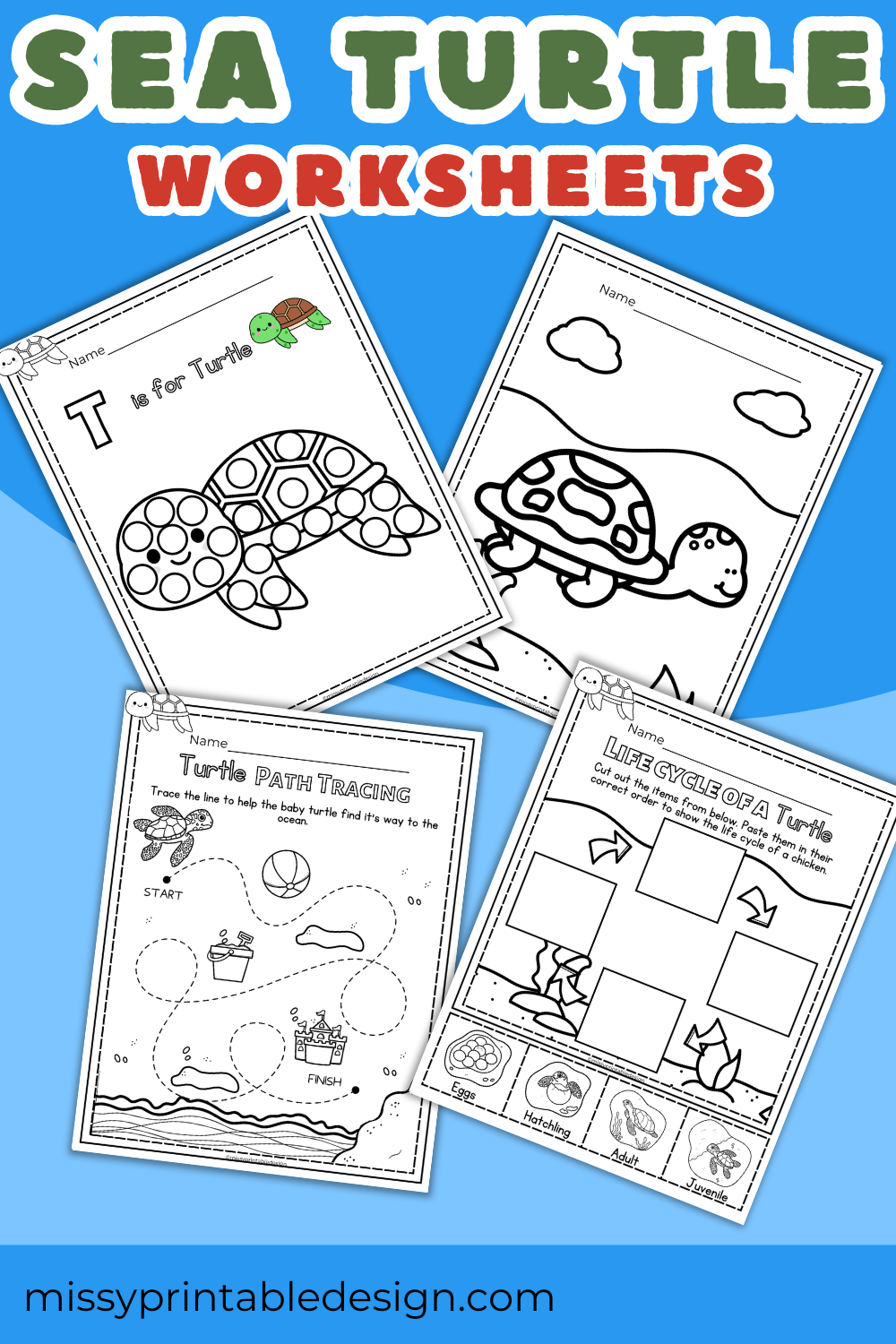 Sea Turtle Worksheet.pdf Sea Turtle Worksheets – Missy Printable Design, LLC