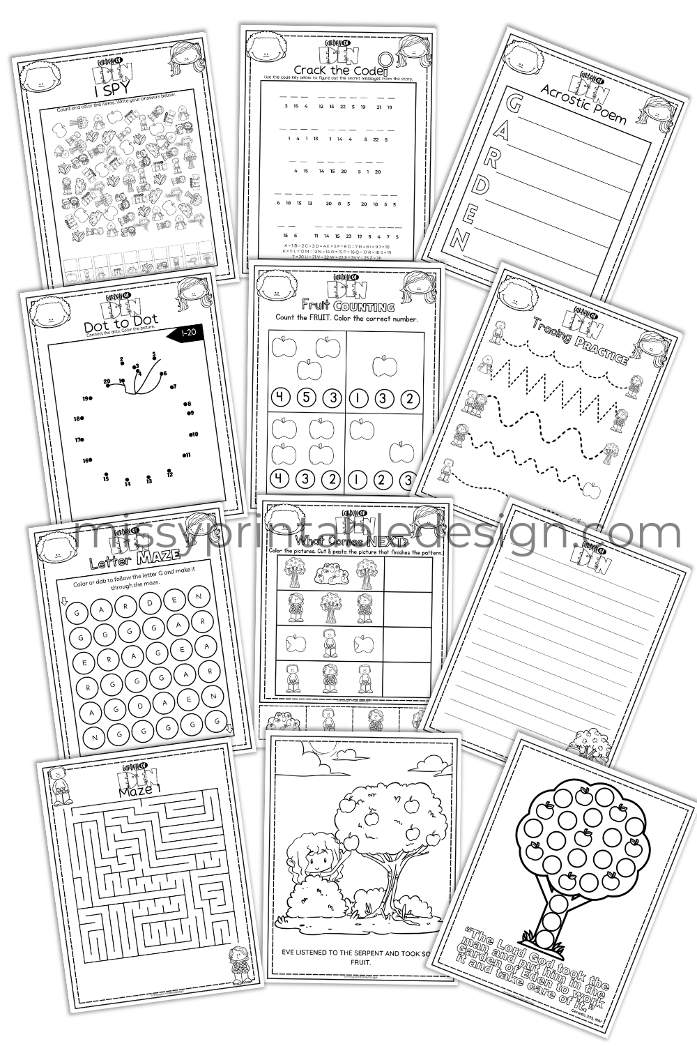 Adam and Eve Worksheets Bundle