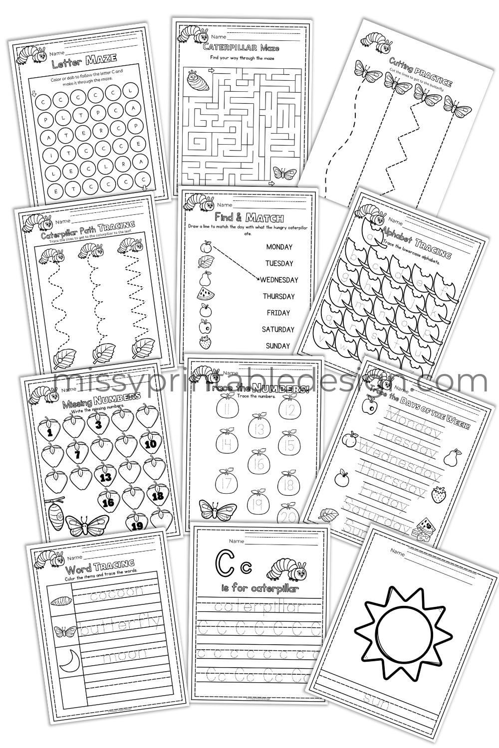 The Very Hungry Caterpillar Worksheets