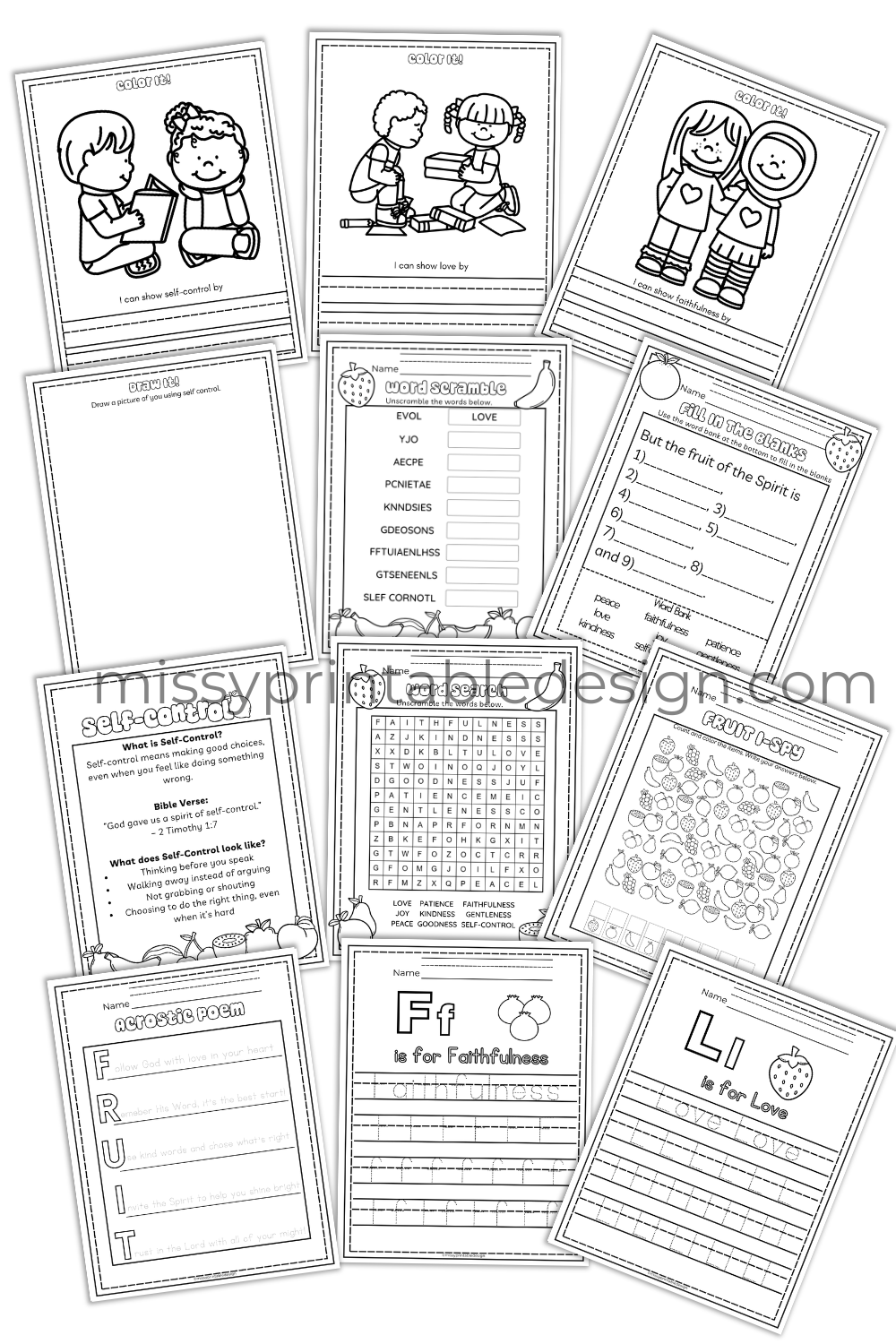 Fruit of the Spirit Worksheets