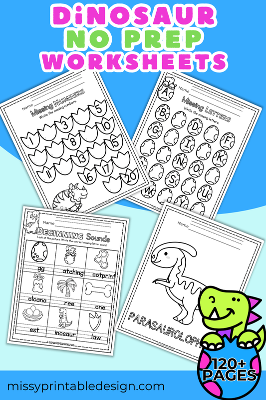 Dinosaur Preschool No Prep Worksheets & Activities