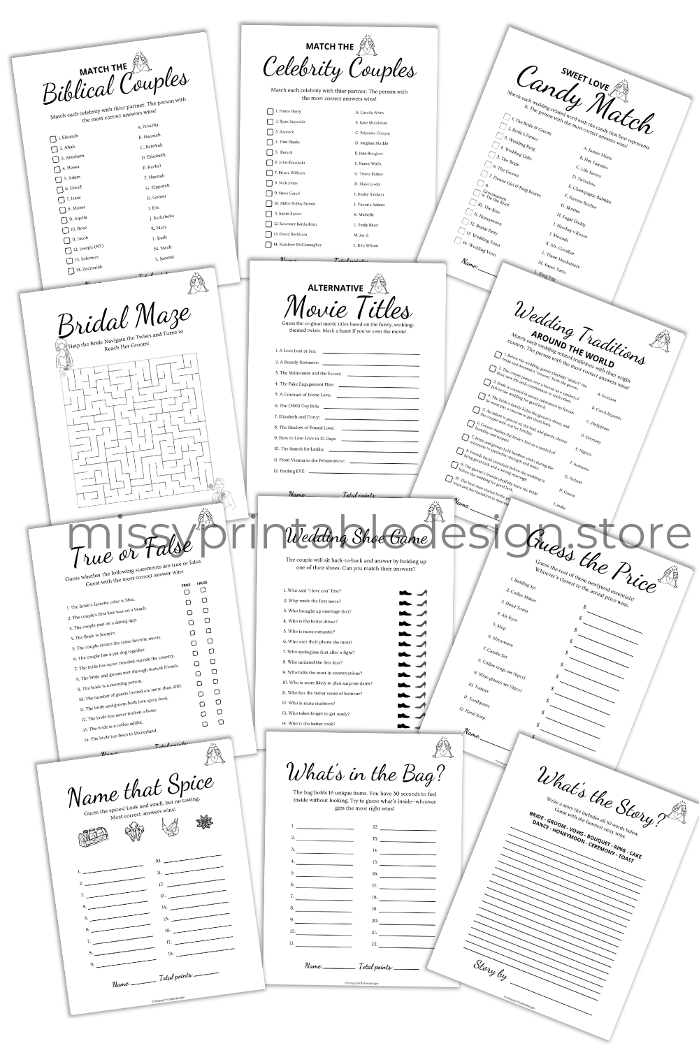 Printable Bridal Shower Games