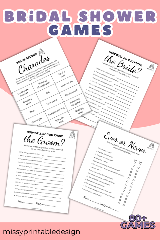 Printable Bridal Shower Games