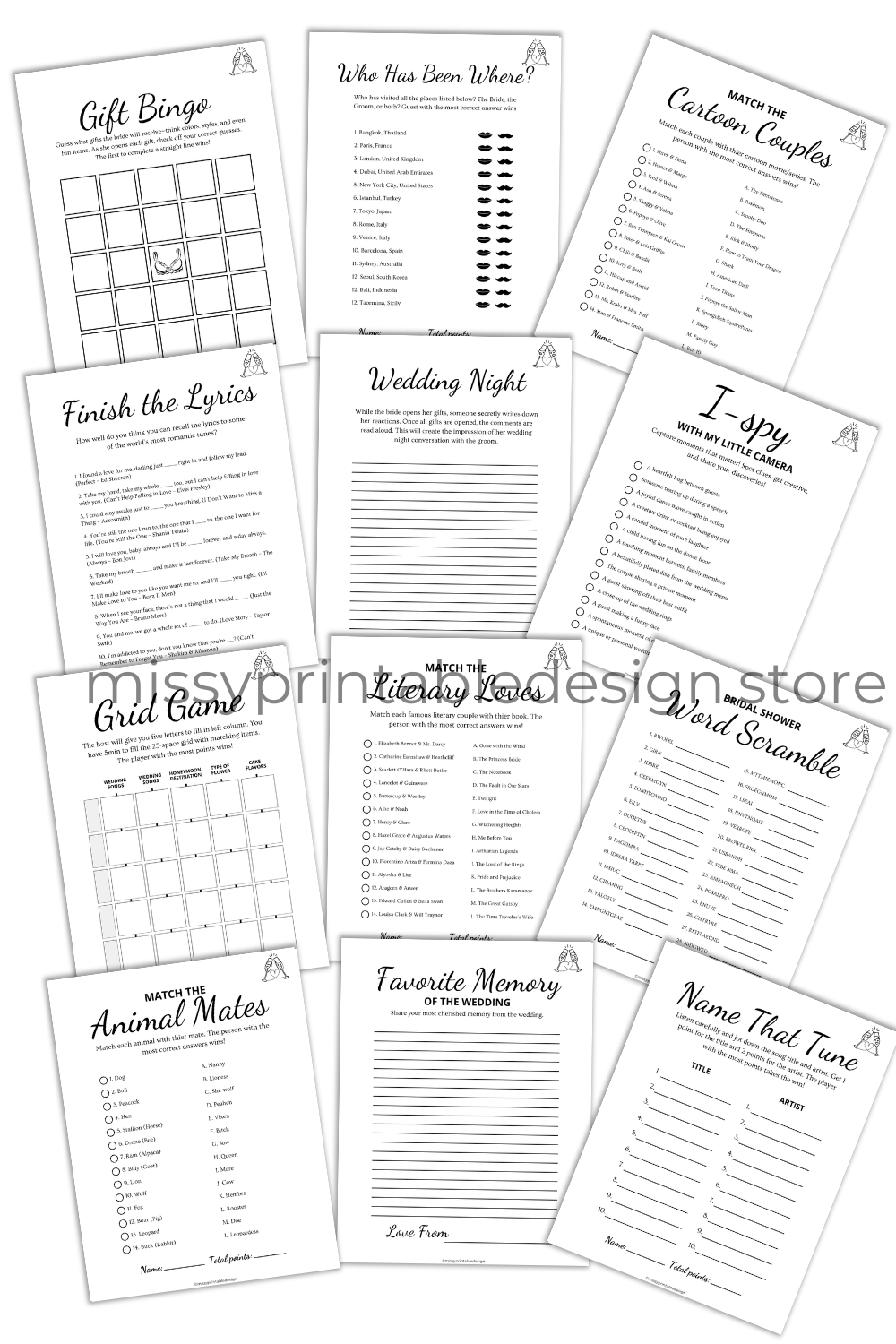 Printable Bridal Shower Games