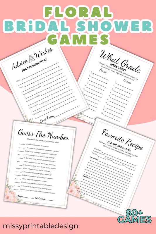 Printable Floral Bridal Shower Games