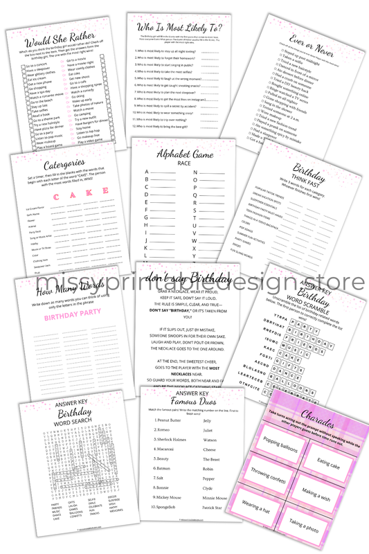 Printable Games for Teens