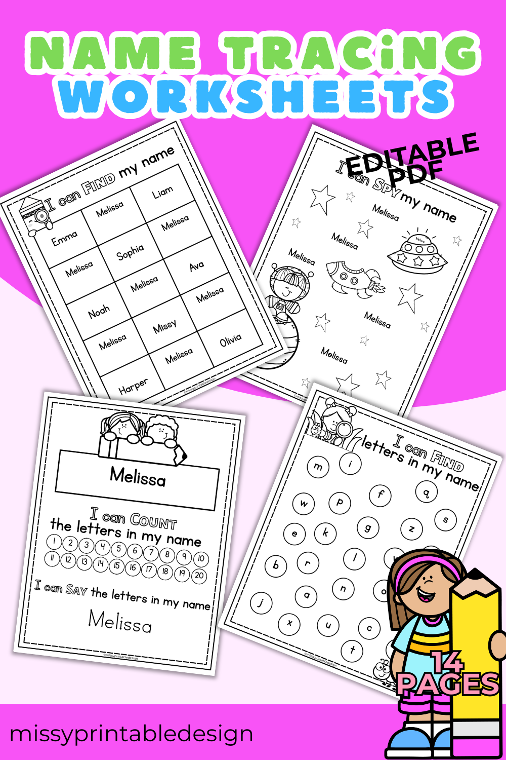 Editable Name Tracing Worksheets Printable