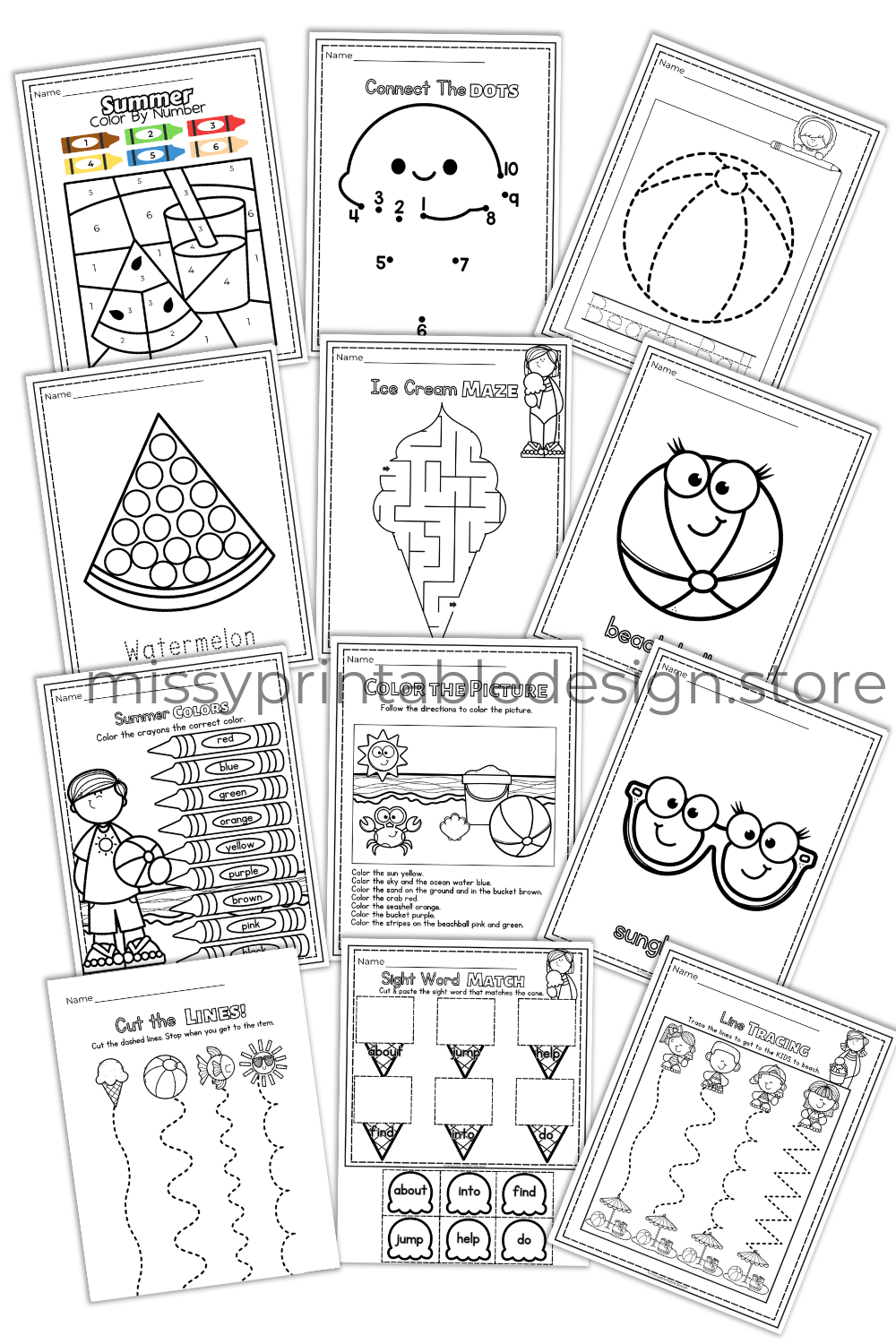 Summer Activity Pack Printable Worksheets for Preschool Kindergarten