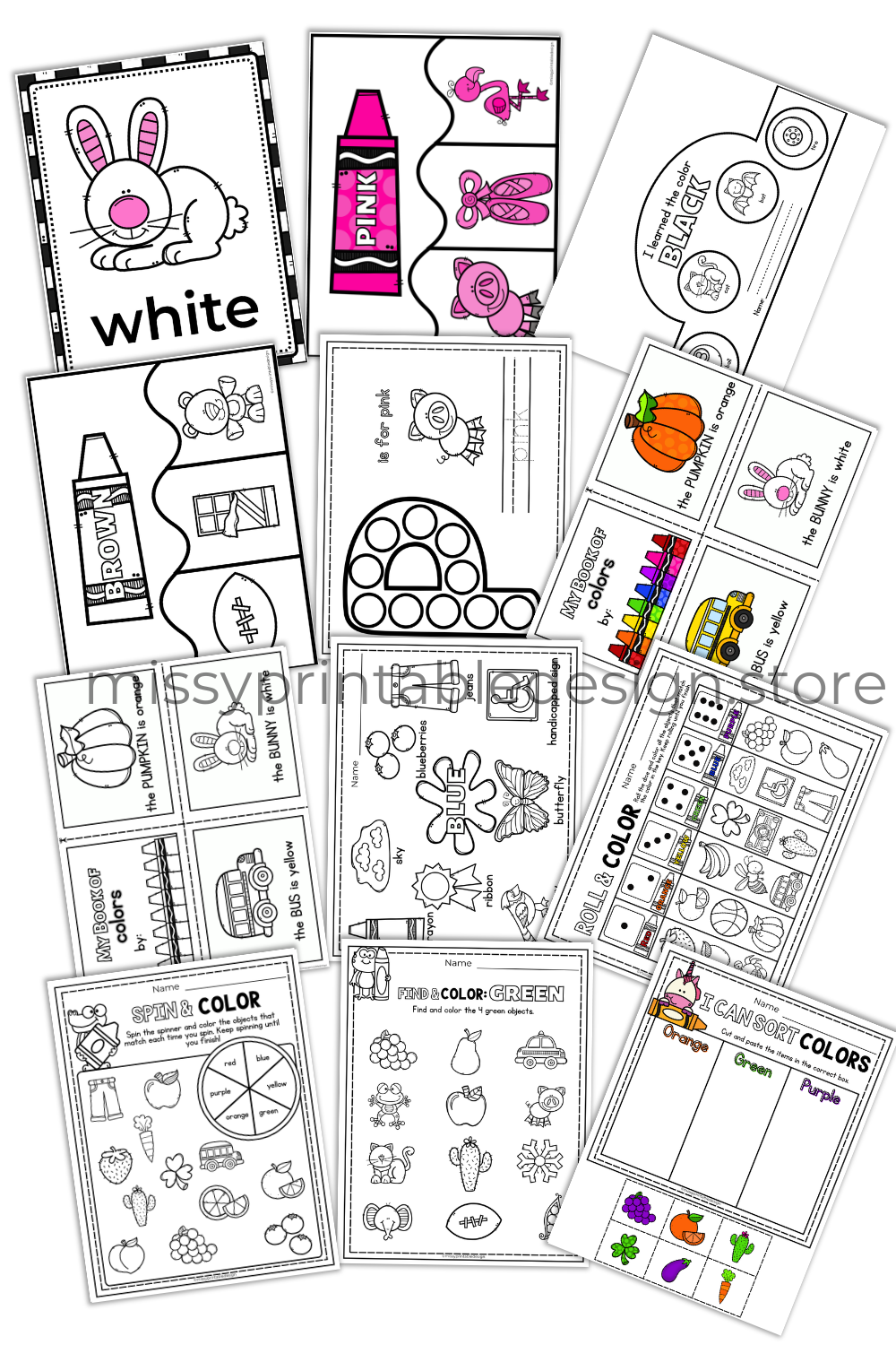 Learning Colors Printable Worksheets to Practice Identification & Color Words