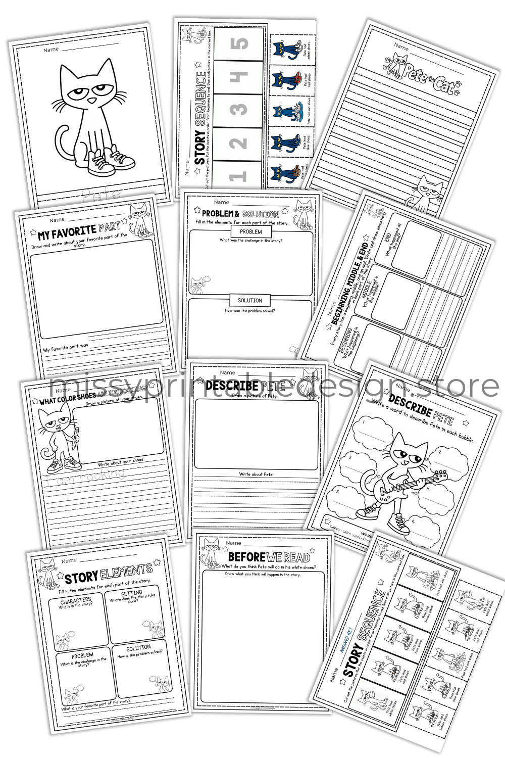 Pete the cat Worksheets