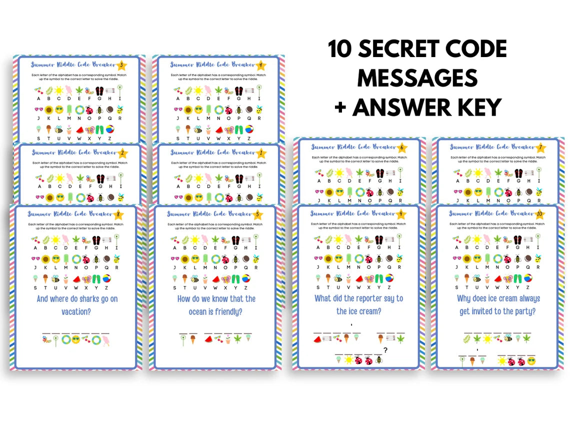 Summer Secret Code Worksheets