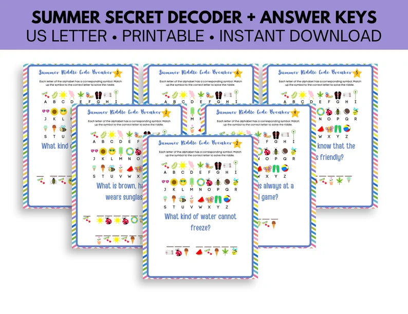 Summer Secret Code Worksheets