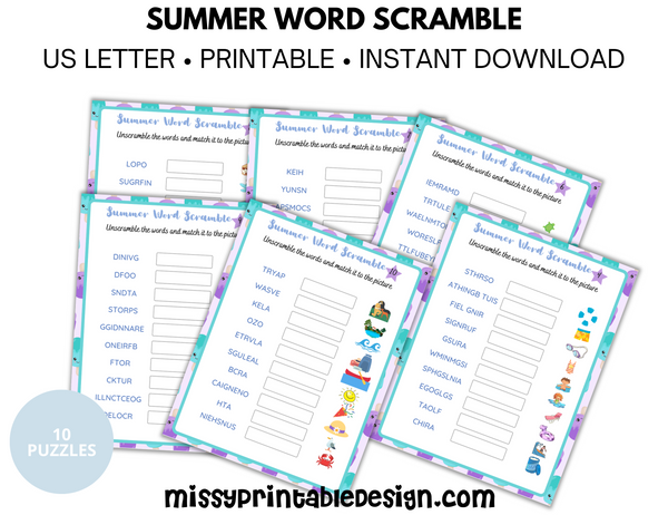 summer word scramble