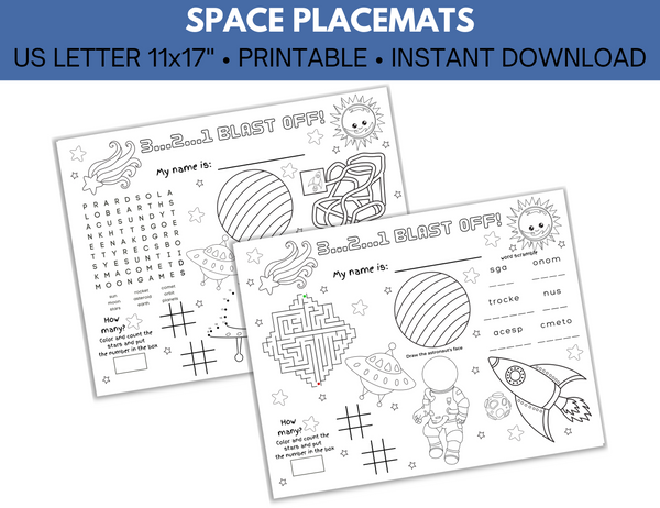 Space Party Paper Coloring Placemats
