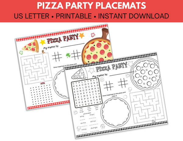 Pizza Party Coloring Placemats