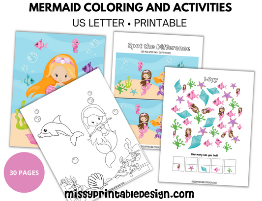 Mermaid Coloring and Activity Pages