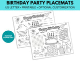 Birthday Party Coloring Placemats