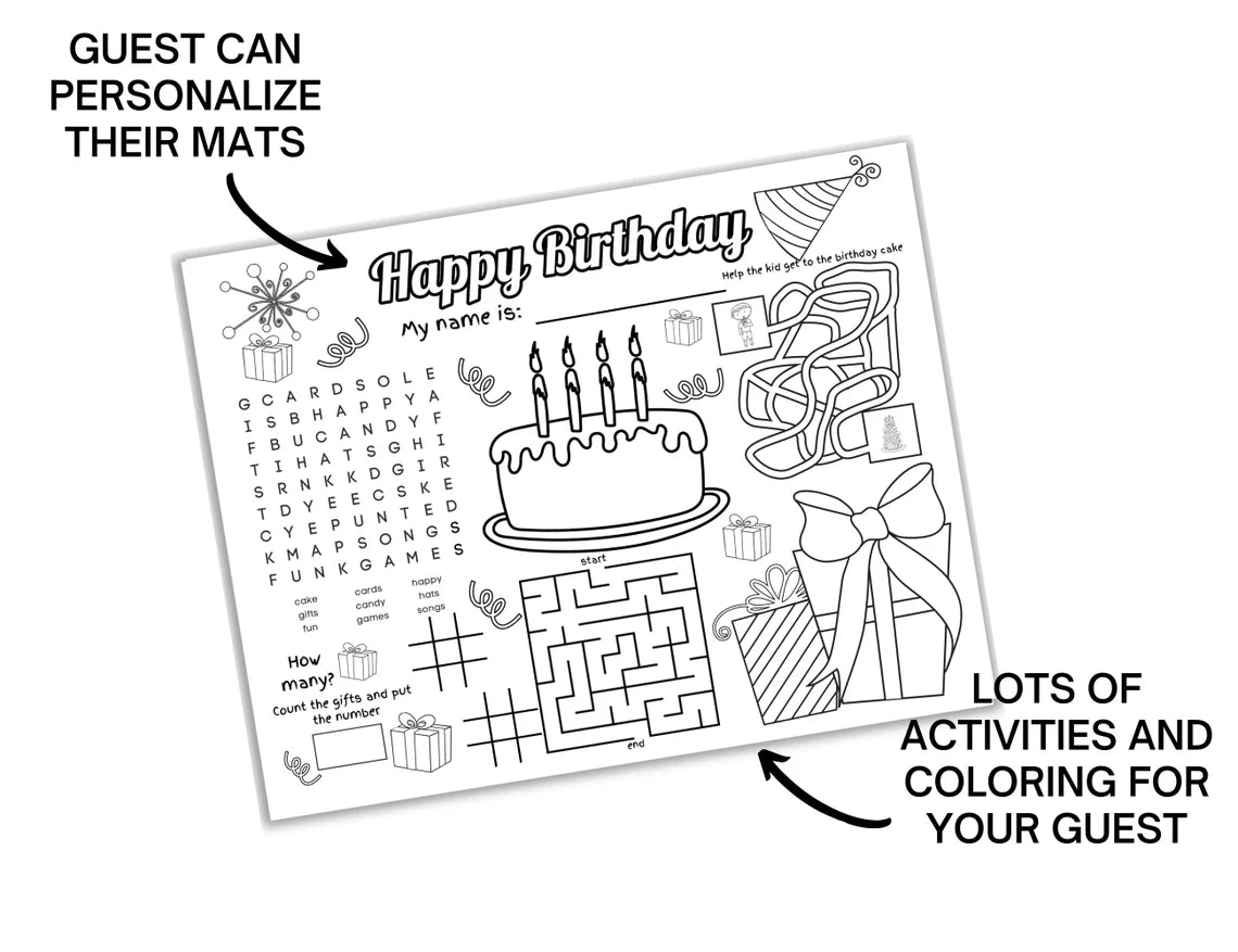 Birthday Party Coloring Placemats – Missy Printable Design, LLC birthday-party-coloring-placemats-missy-printable-design-llc