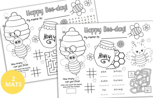 Bee Party Coloring Placemats