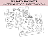 Printable Tea Party Paper Placemats