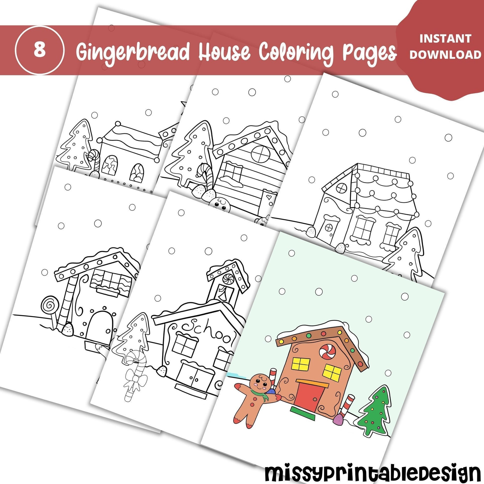 Gingerbread House Coloring Pages, Printable Christmas Coloring Pages, Christmas Party Activity, Holiday Coloring Pages, Kids Coloring Pages