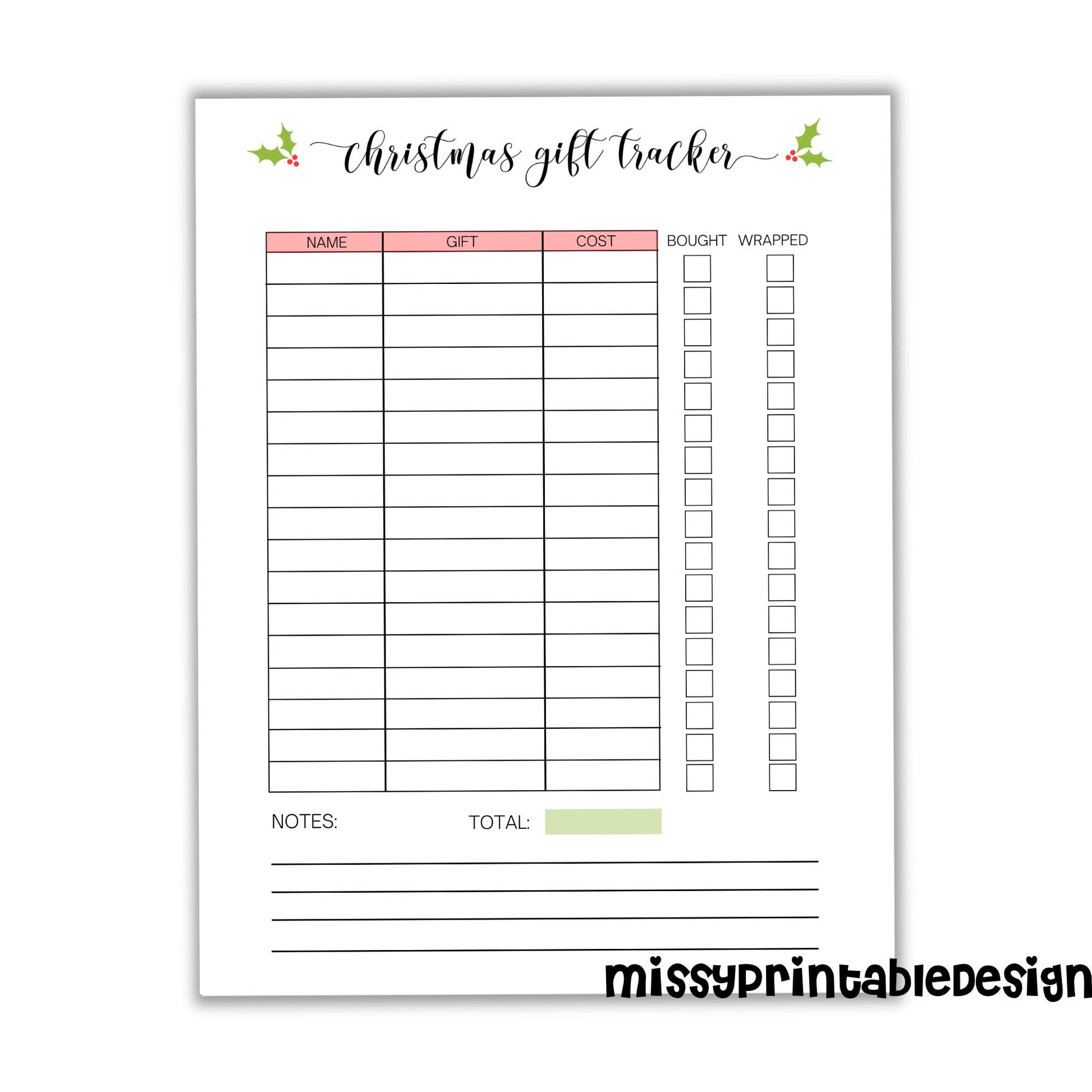 Christmas Gift Planner, Christmas Gift Tracker, Christmas Gift Organizer, Printable Gift Log, Holiday Gift Planner, Instant Download