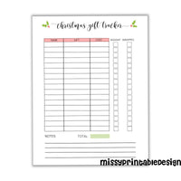 Christmas Gift Planner, Christmas Gift Tracker, Christmas Gift Organizer, Printable Gift Log, Holiday Gift Planner, Instant Download