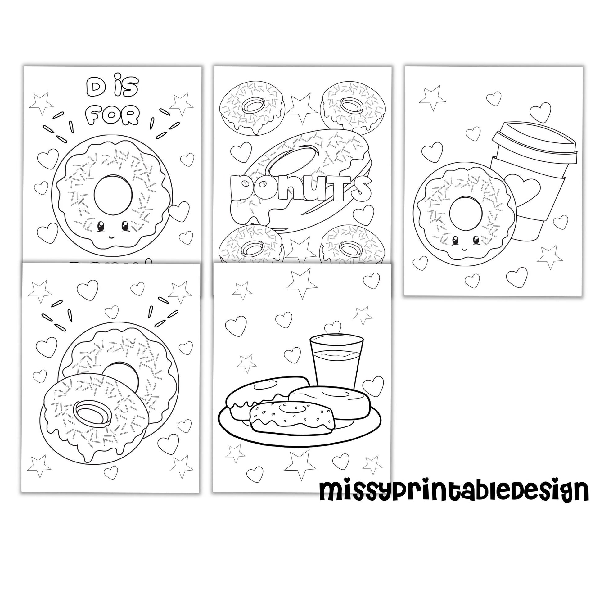 Donut Coloring Pages, Printable Coloring Pages, Donut Birthday Party Activity, Birthday Party, Kids Coloring Pages
